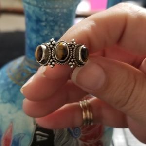 Sterling Silver Ring With Tigers Eye Stones